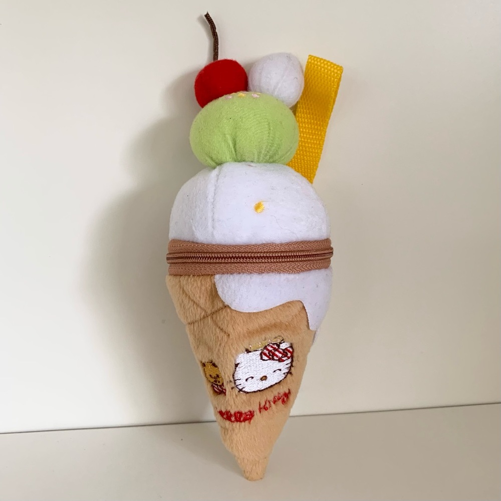 Hold Y2k hello kitty furry ice cream zippy wristlet pouch